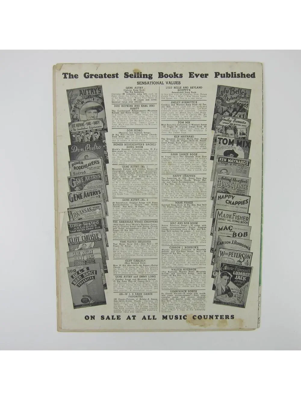 Sheet Music Wabash Cannon Ball Rex Griffin Country Music Guitar Vintage 1939